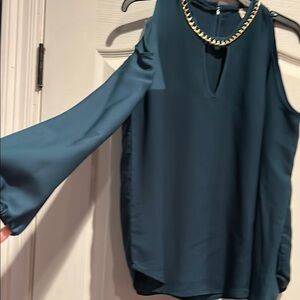 Wishful Park Teal Blouse with Chain Detail
